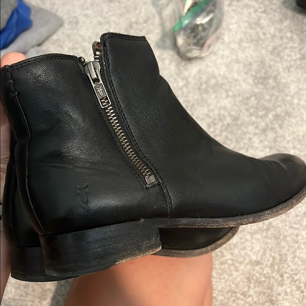 Frye Black Ankle Booties with Side Zipper